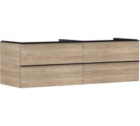 Hansgrohe Xelu Q Meuble sous-lavabo, 1560x550, 4 tiroirs, pour vasques à Poser, sans découpe de Siphon, 54092670, Couleur: Meuble chêne Naturel/poignée Noir Mat