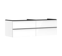 hansgrohe Xelu Q Meuble sous-lavabo, 1560x550, 4 tiroirs, pour vasques à poser, sans découpe de siphon, 54090670, Couleur: Meuble blanc brillant/poignÃ©e noir mat