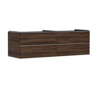 hansgrohe Xelu Q Meuble sous-lavabo, 1560x550, 4 tiroirs, pour vasques à poser, sans découpe de siphon, 54093000, Couleur: Meuble noyer foncÃ©/poignÃ©e chrome