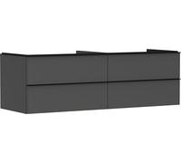 Hansgrohe Xelu Q Meuble sous-lavabo, 1560x550, 4 tiroirs, pour vasques à Poser, sans découpe de Siphon, 54091670, Couleur: Meuble Gris Diamant Mat/poignée Noir Mat