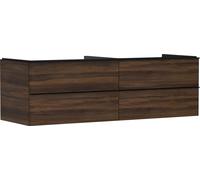 hansgrohe Xelu Q Meuble sous-lavabo, 1560x550, 4 tiroirs, pour vasques à poser, sans découpe de siphon, 54093670, Couleur: Meuble noyer foncÃ©/poignÃ©e noir mat