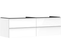 Hansgrohe Xelu Q Meuble sous-lavabo, 1560x550, 4 tiroirs, pour vasques à Poser, sans découpe de Siphon, 54090000, Couleur: Meuble Blanc Brillant/poignée chromée