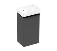 hansgrohe Xelu Q Meuble sous-lavabo, 340x245 pour lave-mains, 1 porte, charnières à gauche, 54012670, Couleur: Meuble gris diamant mat/poignÃ©e noir mat