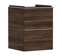hansgrohe Xelu Q meuble sous-lavabo, 480x475, 2 tiroirs, pour lave-mains, 54022000, Couleur: Meuble noyer foncÃ©/poignÃ©e chrome