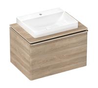 hansgrohe Xelu Q meuble sous-lavabo, 780x550, 1 tiroir, pour consoles avec vasque à poser, poli, 54056000, Couleur: Meuble chÃªne naturel/poignÃ©e chrome