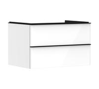 hansgrohe Xelu Q Meuble sous-lavabo, 780x550, 2 tiroirs, pour console avec vasque à poser, 54074670, Couleur: Meuble blanc brillant/poignÃ©e noir mat