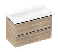 hansgrohe Xelu Q Meuble sous-lavabo, 980x475, 2 tiroirs, pour vasque, 54033000, Couleur: Meuble chÃªne naturel/poignÃ©e chrome