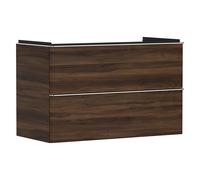 hansgrohe Xelu Q Meuble sous-lavabo, 980x475, 2 tiroirs, pour vasque, 54034000, Couleur: Meuble noyer foncÃ©/poignÃ©e chrome
