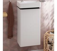 hansgrohe Xelu Q Meuble sous-lavabo, 340x245 pour lave-mains, 1 porte, charnières à droite, 54015000, Couleur: Meuble blanc brillant/poignée chromée