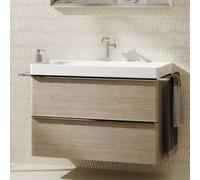 hansgrohe Xelu Q Meuble sous-lavabo, 980x475, 2 tiroirs, pour vasque, 54033000, Couleur: Meuble chÃªne naturel/poignÃ©e chrome