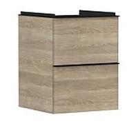 hansgrohe Xelu Q meuble sous-vasque 54021670 480x605x475mm, pour lave-mains , 2 tiroirs, chêne naturel, noir mat
