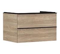 hansgrohe Xelu Q Meuble sous-lavabo, 780x550, 2 tiroirs, pour console avec vasque à poser, 54076670, Couleur: Meuble chÃªne naturel/poignÃ©e noir mat