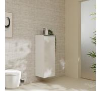 hansgrohe Xelu Q Armoire mi-haute, 400x350, 1 porte, charnières à gauche, 2 étagères en verre, 54127670, Couleur: Meuble blanc brillant/poignÃ©e noir mat