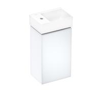 hansgrohe Xevolos E Armoire sous lavabo, 1 porte, charnières à droite, 340x245x555mm, pour lave-mains, 54169320, Couleur: corps blanc mat, façade blanc métallisé