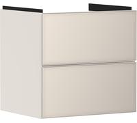 hansgrohe Xevolos E Armoire sous lavabo, 2 tiroirs, SoftClose, 580x475x555mm, pour lavabo, 54176790, Couleur: Corps beige sable mat, façade beige sable métallisé