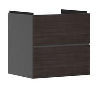 hansgrohe Xevolos E Armoire sous lavabo, 2 tiroirs, SoftClose, 580x475x555mm, pour lavabo, 54177730, Couleur: Corps gris ardoise mat, façade chêne foncé