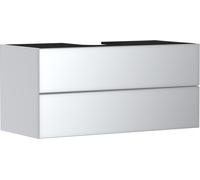 hansgrohe Xevolos E Meuble sous-lavabo, 2 tiroirs, 1 découpe au centre, 1180x550x555mm, pour plan de toilette à poser, 54193320, Couleur: corps blanc mat, façade blanc métallisé