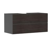 hansgrohe Xevolos E Meuble sous-lavabo, 2 tiroirs, 1 découpe au centre, 1180x550x555mm, pour plan de toilette à poser, 54195730, Couleur: Corps gris ardoise mat, façade chêne foncé