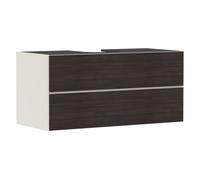 hansgrohe Xevolos E Meuble sous-lavabo, 2 tiroirs, 1 découpe au centre, 1180x550x555mm, pour plan de toilette à poser, 54194730, Couleur: Corps beige sable mat, façade chêne foncé