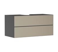 hansgrohe Xevolos E Meuble sous-lavabo, 2 tiroirs, 1 découpe au centre, 1180x550x555mm, pour plan de toilette à poser, 54195390, Couleur: corps gris ardoise mat, façade bronze structuré