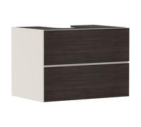 hansgrohe Xevolos E Meuble sous-lavabo, 2 tiroirs, 1 découpe au centre, 780x550x555mm, pour plan de toilette à poser, 54188730, Couleur: Corps beige sable mat, façade chêne foncé