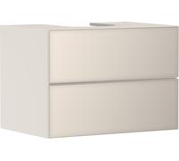 hansgrohe Xevolos E Meuble sous-lavabo, 2 tiroirs, 1 découpe au centre, 780x550x555mm, pour plan de toilette à poser, 54188790, Couleur: Corps beige sable mat, façade beige sable métallisé
