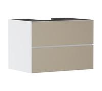 hansgrohe Xevolos E Meuble sous-lavabo, 2 tiroirs, 1 découpe au centre, 780x550x555mm, pour plan de toilette à poser, 54187390, Couleur: corps blanc mat, façade bronze structuré