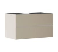 hansgrohe Xevolos E Meuble sous-lavabo, 2 tiroirs, 1 découpe au centre, 980x550x555mm, pour plan de toilette à poser, 54191390, Couleur: Corps beige sable mat, façade bronze structuré