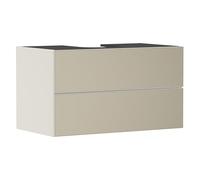 Hansgrohe Xevolos E Meuble sous-lavabo, 2 tiroirs, 1 découpe au Centre, 980x550x555mm, pour Plan de Toilette à Poser, 54191390, Couleur: Corps Beige Sable Mat, façade Bronze structuré