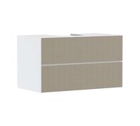 Hansgrohe Xevolos E Meuble sous-lavabo, 2 tiroirs, 1 découpe au Centre, 980x550x555mm, pour Plan de Toilette à Poser, 54190390, Couleur: Corps Blanc Mat, façade Bronze structuré