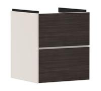 hansgrohe Xevolos E Meuble sous-lavabo, 2 tiroirs, SoftClose, 480x475x555mm, pour lave-mains, 54173730, Couleur: Corps beige sable mat, façade chêne foncé