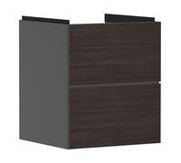 hansgrohe Xevolos E Meuble sous-lavabo, 2 tiroirs, SoftClose, 480x475x555mm, pour lave-mains, 54174730, Couleur: Corps gris ardoise mat, façade chêne foncé