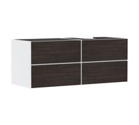hansgrohe Xevolos E Meuble sous-lavabo, 4 tiroirs, 1 découpe à droite, 1370x550x555mm, pour console avec vasque à poser à droite, 54239730, Couleur: corps blanc mat, façade chêne foncé