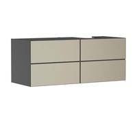 Hansgrohe Xevolos E Meuble sous-lavabo, 4 tiroirs, 1 découpe à Droite, 1370x550x555mm, pour Console avec Vasque à Poser à Droite, 54241390, Couleur: Corps Gris Ardoise Mat, façade Bronze structuré