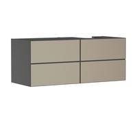 hansgrohe Xevolos E Meuble sous-lavabo, 4 tiroirs, 1 découpe à droite, 1370x550x555mm, pour console avec vasque à poser à droite, 54241390, Couleur: corps gris ardoise mat, façade bronze structuré