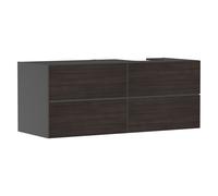 hansgrohe Xevolos E Meuble sous-lavabo, 4 tiroirs, 1 découpe à droite, 1370x550x555mm, pour console avec vasque à poser à droite, 54241730, Couleur: Corps gris ardoise mat, façade chêne foncé