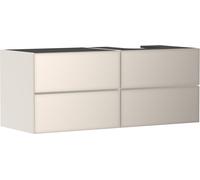 hansgrohe Xevolos E Meuble sous-lavabo, 4 tiroirs, 1 découpe à droite, 1370x550x555mm, pour console avec vasque à poser à droite, 54240790, Couleur: Corps beige sable mat, façade beige sable métallisé