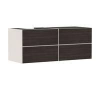 hansgrohe Xevolos E Meuble sous-lavabo, 4 tiroirs, 1 découpe à gauche, 1370x550x555mm, pour console avec vasque à poser à gauche, 54237730, Couleur: Corps beige sable mat, façade chêne foncé