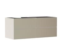 hansgrohe Xevolos E Meuble sous-lavabo, 4 tiroirs, 1 découpe à gauche, 1370x550x555mm, pour console avec vasque à poser à gauche, 54237390, Couleur: Corps beige sable mat, façade bronze structuré