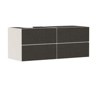 hansgrohe Xevolos E Meuble sous-lavabo, 4 tiroirs, 1 découpe à gauche, 1370x550x555mm, pour console avec vasque à poser à gauche, 54237660, Couleur: Corps beige sable mat, façade textile gris foncé