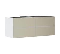 Hansgrohe Xevolos E Meuble sous-lavabo, 4 tiroirs, 1 découpe à Gauche, 1370x550x555mm, pour Console avec Vasque à Poser à Gauche, 54236390, Couleur: Corps Blanc Mat, façade Bronze structuré