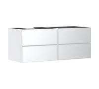 Hansgrohe Xevolos E Meuble sous-lavabo, 4 tiroirs, 1 découpe à Gauche, 1370x550x555mm, pour Console avec Vasque à Poser à Gauche, 54236320, Couleur: Corps Blanc Mat, façade Blanc métallisé