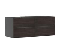 hansgrohe Xevolos E Meuble sous-lavabo, 4 tiroirs, 1 découpe à gauche, 1370x550x555mm, pour console avec vasque à poser à gauche, 54238730, Couleur: Corps gris ardoise mat, façade chêne foncé