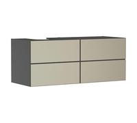 Hansgrohe Xevolos E Meuble sous-lavabo, 4 tiroirs, 1 découpe à Gauche, 1370x550x555mm, pour Console avec Vasque à Poser à Gauche, 54238390, Couleur: Corps Gris Ardoise Mat, façade Bronze structuré