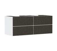 hansgrohe Xevolos E Meuble sous-lavabo, 4 tiroirs, 2 découpes, 1370x550x555mm, pour plan de toilette avec 2 vasques à poser, 54196660, Couleur: Corps blanc mat, façade textile gris foncé