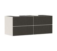 hansgrohe Xevolos E Meuble sous-lavabo, 4 tiroirs, 2 découpes, 1370x550x555mm, pour plan de toilette avec 2 vasques à poser, 54197660, Couleur: Corps beige sable mat, façade textile gris foncé