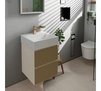 hansgrohe Xevolos E meuble sous-vasque 54173390 480x555x475mm, pour lave-mains , 2 tiroirs, beige sable mat, structure bronze