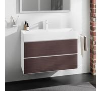 hansgrohe Xevolos E Armoire sous lavabo, 2 tiroirs, SoftClose, 980x475x555mm, pour lavabo, 54181730, Couleur: corps blanc mat, façade chêne foncé