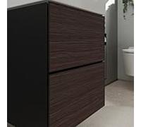hansgrohe Xevolos E meuble sous-vasque 54174730 480x555x475mm, pour lave-mains , 2 tiroirs, gris ardoise mat, chêne foncé