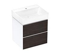 hansgrohe Xevolos E meuble sous-vasque 54175730 580x555x475mm, 2 tiroirs, blanc mat, chêne foncé